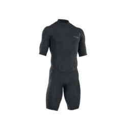 ION Mens Element 2/2mm Short Sleeve Back Zip Shorty Wetsuit 2024 -Kitesurfing Shop 2023 Mens Element 22 SS BZ Shorty 48232 4452 Black Front