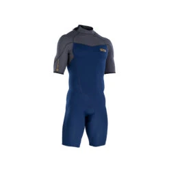 ION Mens Element 2/2mm Short Sleeve Back Zip Shorty Wetsuit 2024 -Kitesurfing Shop 2023 Mens Element 22 SS BZ Shorty 48232 4452 Blue Dawn Front