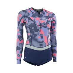 ION Amaze Womens 1.5mm Long Sleeve Front Zip Hot Shorty 2022 -Kitesurfing Shop Amaze Hot Shortie Pink Capsule LS FZ 1.5mm Front view 1