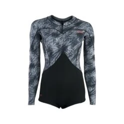 ION Amaze Womens Hot Shorty Long Sleeve 1.5 FZ Front Zip 2023 17 ION Amaze Womens Hot Shorty Long Sleeve 1.5 FZ Front Zip 2023 -Kitesurfing Shop Amaze Hot Shorty 1.5 LS FZ 48233 4552 013 Black Flowers Front