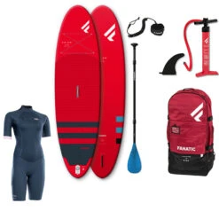 Get A FREE Wetsuit ! Fanatic 10′ 4″ Fly Air Pure Inflatable SUP Package Red
