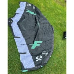 Ex Demo 2024 5.0m Onyx/Mint F-One Swing V4 -Kitesurfing Shop Fone Swing V4 OnyxMint 5.0m Laid Flat centre canopy side up
