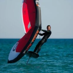 Ozone Lightforce Wing -Kitesurfing Shop LiteForce Red Close Up Riding Shot