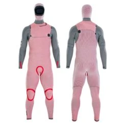 ION Mens Wetsuit Seek Amp 6/5 Hooded Front Zip 2023 -Kitesurfing Shop Seek Amp 65 Hooded 48222 446548232 4465 Front Back Inside View